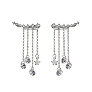 Diamond Stardust Tassel Earrings