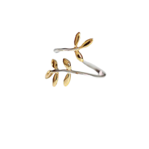 Dainty Olive Branch Silver Ring