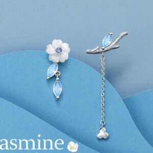 Thaya Brand Silver Plated Studs Earring Chain Jasmine Stud Platinum High Quality