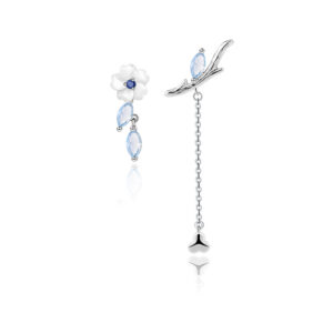 Thaya Brand Silver Plated Studs Earring Chain Jasmine Stud Platinum High Quality - Image 2