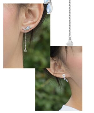 Thaya Brand Silver Plated Studs Earring Chain Jasmine Stud Platinum High Quality - Image 4