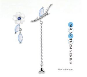 Thaya Brand Silver Plated Studs Earring Chain Jasmine Stud Platinum High Quality - Image 3