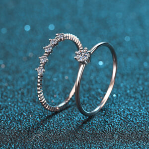 925 Sterling Silver 10 Points Moissanite Ring Eight Claw Couple Rings - Image 8