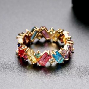 Women's Irregular Rainbow Zircon Female Ring - Image 3