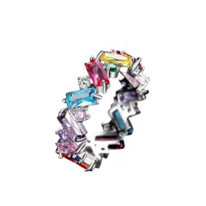 Women's Irregular Rainbow Zircon Female Ring - Image 4