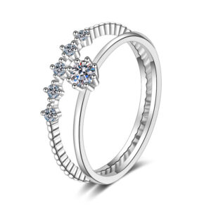 925 Sterling Silver 10 Points Moissanite Ring Eight Claw Couple Rings - Image 2