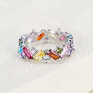 Women's Irregular Rainbow Zircon Female Ring - Image 5