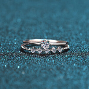 925 Sterling Silver 10 Points Moissanite Ring Eight Claw Couple Rings - Image 6